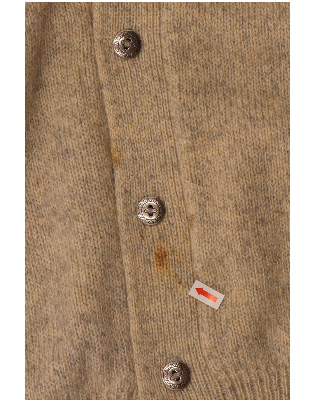 SHETLAND Pull Cardigan Homme XL Laine Mouchetée Beige