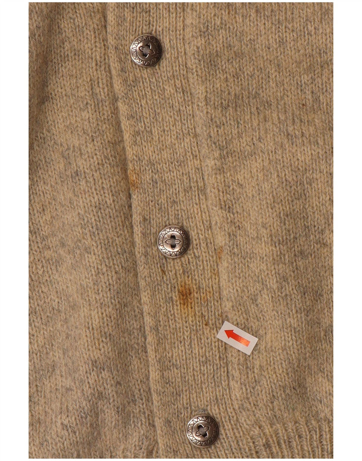 SHETLAND Pull Cardigan Homme XL Laine Mouchetée Beige