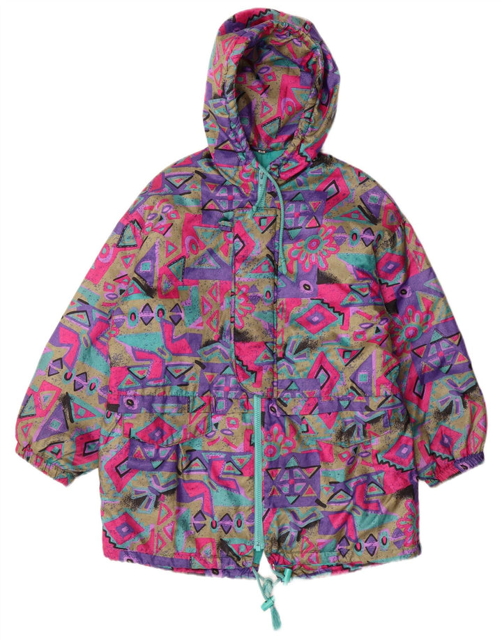 VINTAGE Manteau coupe-vent à capuche pour filles 15-16 ans Géométrique multicolore