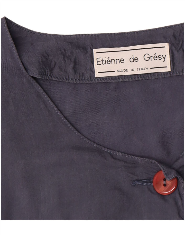 vintage Femmes Manches Courtes 4 Bouton Blazer Veste UK 14 Bleu Marine Moyen