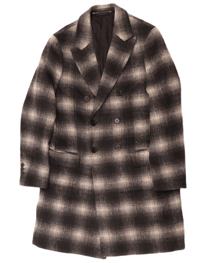 All Saints Manteau géométrique pour hommes UK 40 Grand Gris Plaid Classique