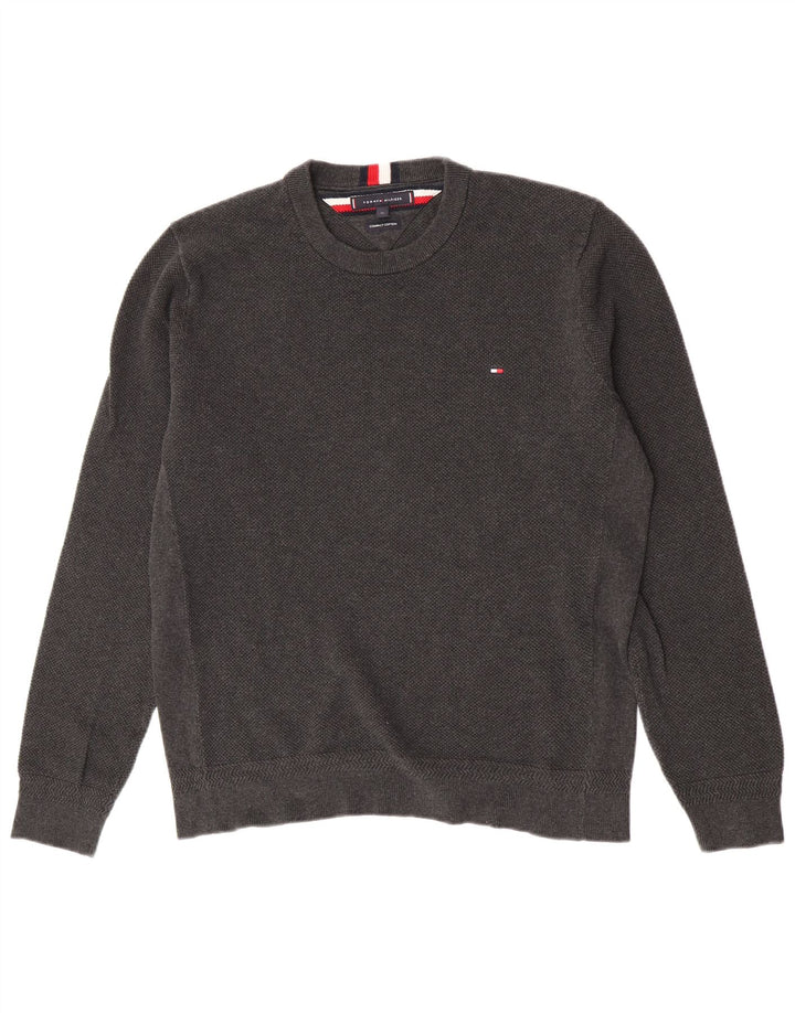 Tommy Hilfiger Pull ras du cou pour homme XL en coton gris