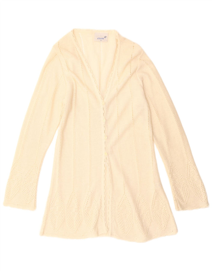 ETAM Pull Cardigan Long Femme UK 14 Acrylique Beige Moyen