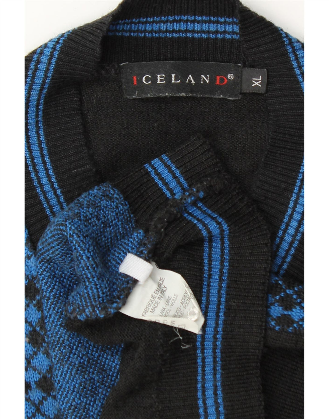 Islande Pull col V pour homme XL Bleu Argyle/Diamond Laine