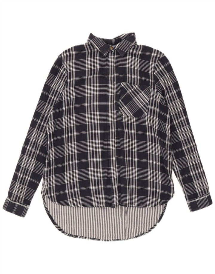 Marks & Spencer Chemise surdimensionnée pour femme UK 8 Petit coton à carreaux bleu marine