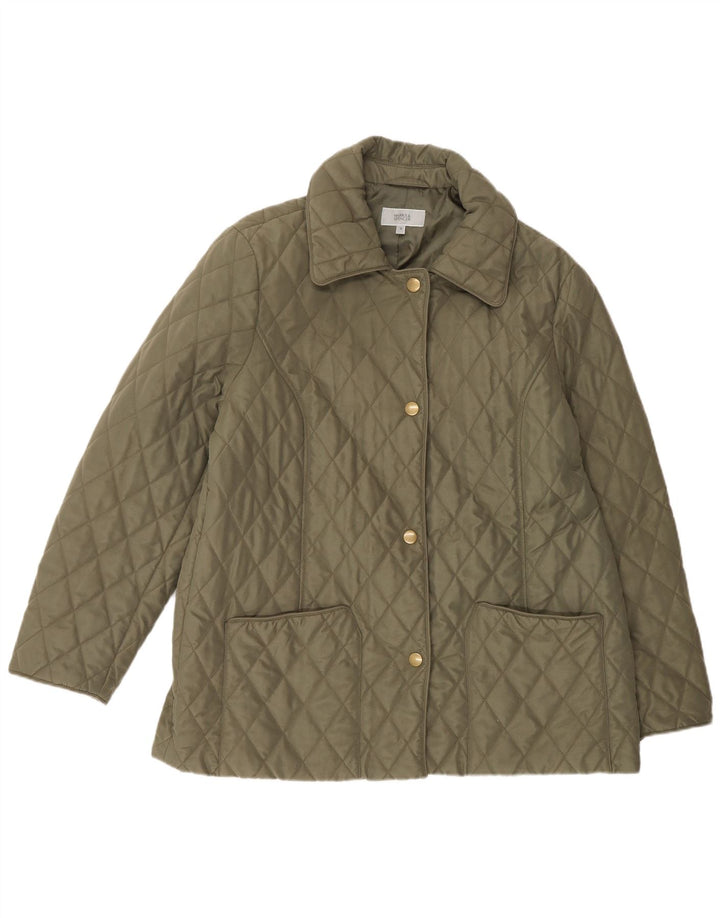 Marks & Spencer Veste matelassée pour femme UK 16 Large Vert Polyester