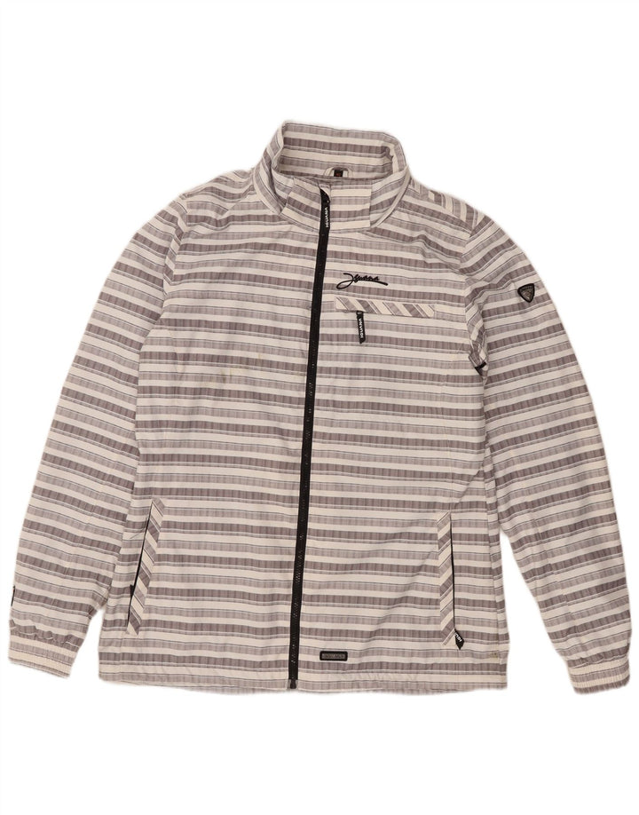 Iguana Veste de pluie à capuche pour homme UK 42 XL Gris Rayé Polyester