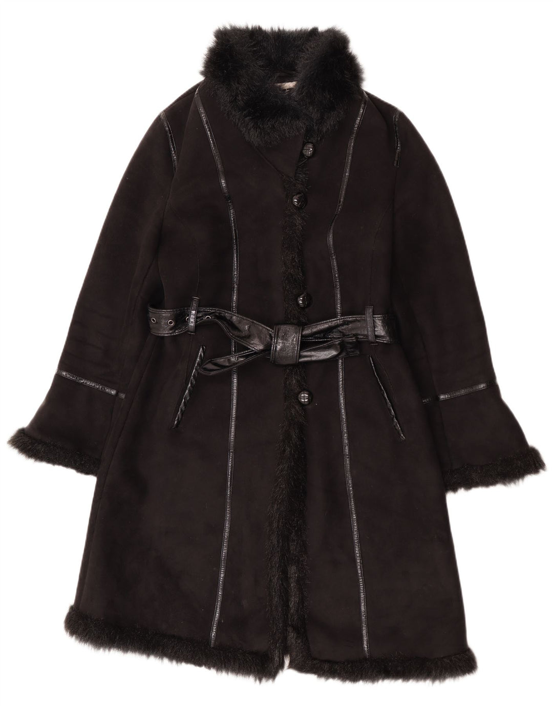 Pizazz Manteau Sherpa Femme UK 14 Polyester Noir Moyen