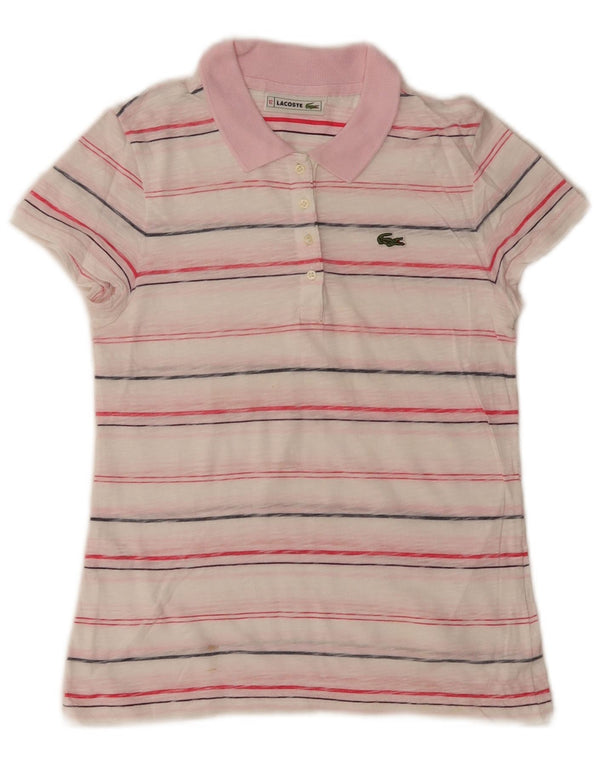 Polo Fille Lacoste 11-12 ans Blanc Rayé Coton