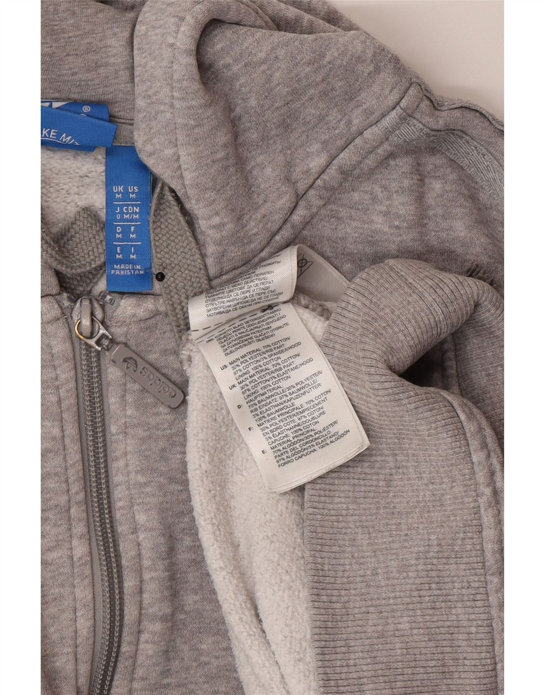 Adidas Pull à capuche zippé pour homme en coton gris moyen
