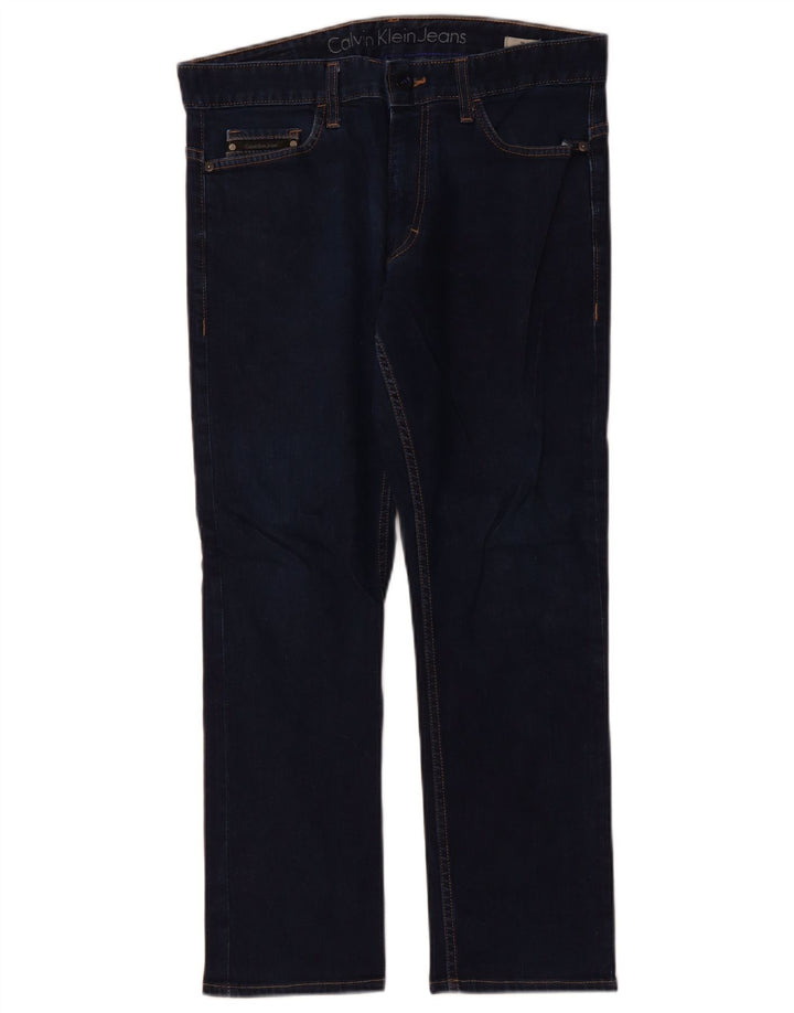 CALVIN KLEIN Jean droit homme W31 L27 bleu marine coton