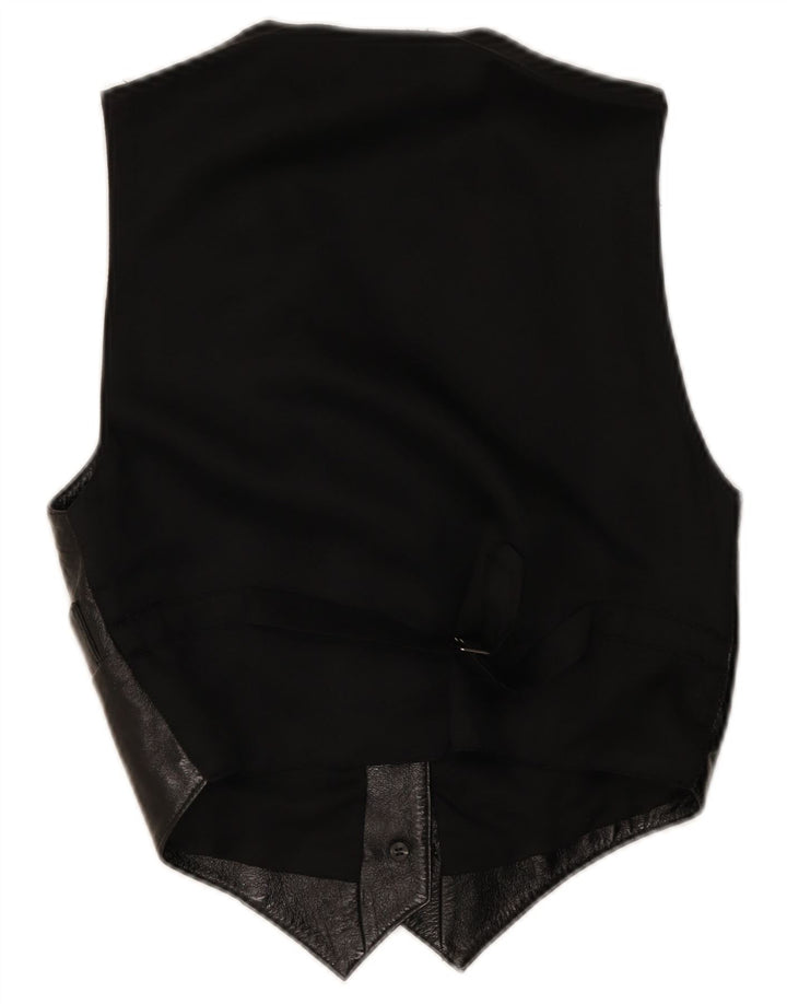 gilet en cuir femme vintage UK 12 Cuir noir moyen