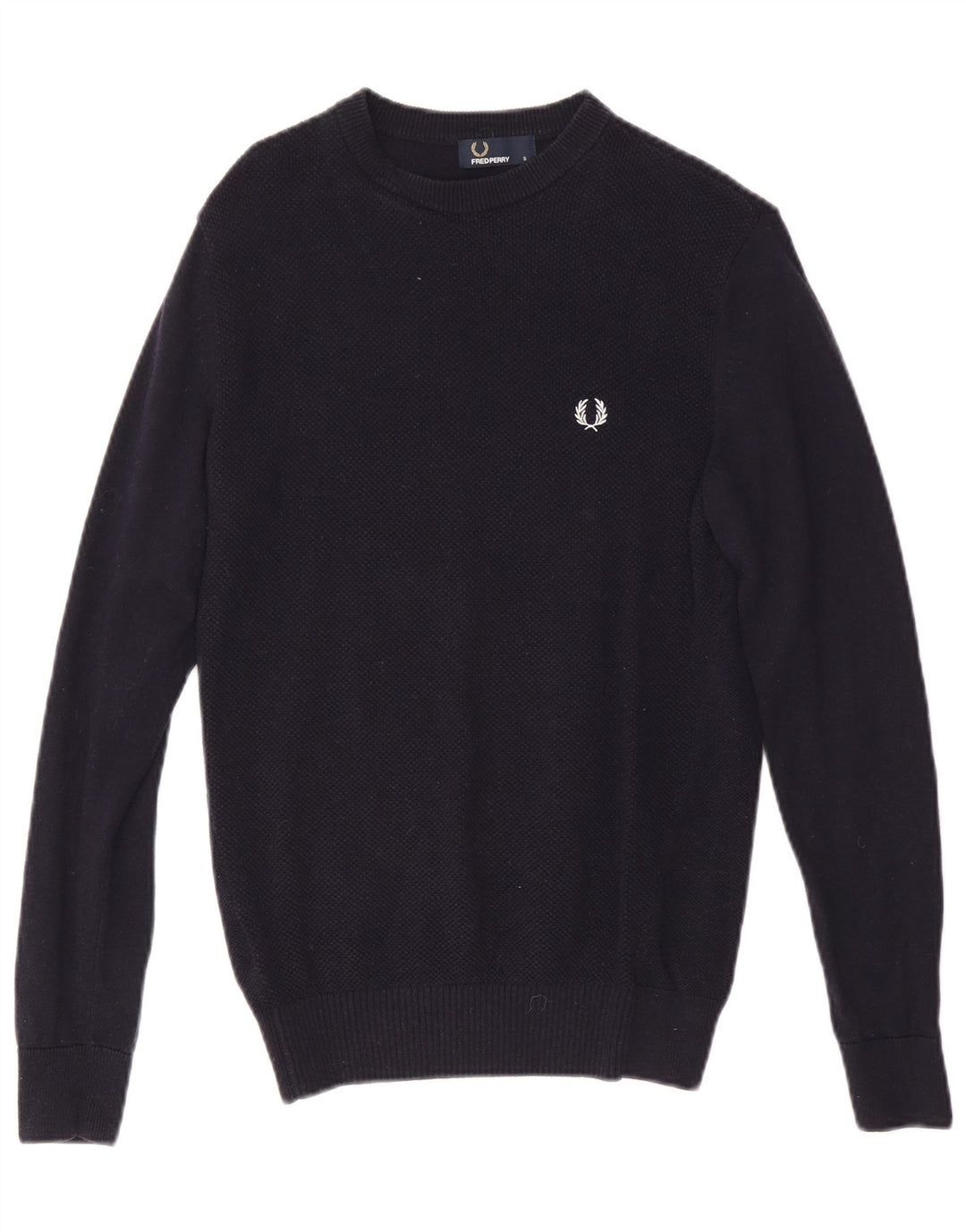 FRED PERRY Pull à col rond pour homme en laine bleu marine