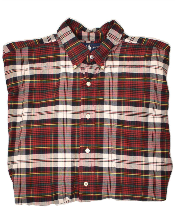 RALPH LAUREN Chemise Homme Grand Carreau Rouge Coton
