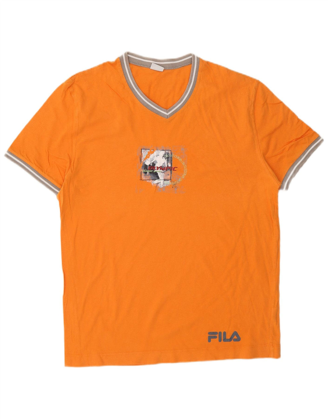 FILA T-shirt graphique pour homme XS Orange Coton