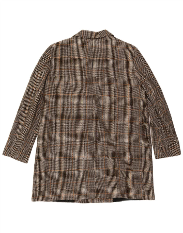 ZARA Manteau croisé pour femme UK 20 2XL Gris pied-de-poule Polyester