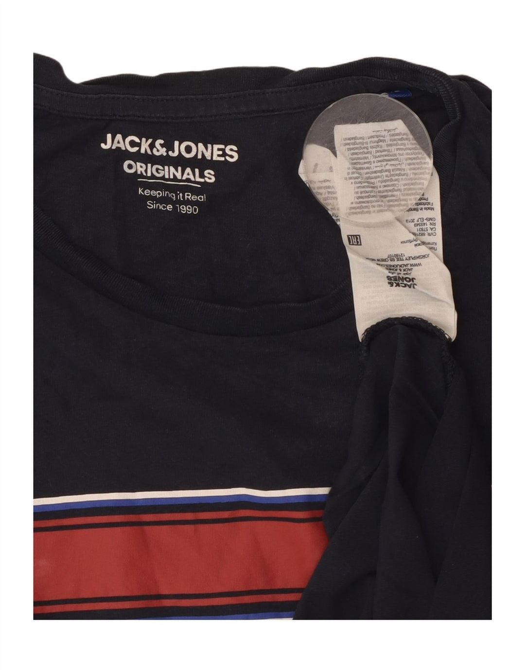 Jack & Jones T-Shirt Graphique Haut Bleu Marine Rayé Coton Moyen Homme