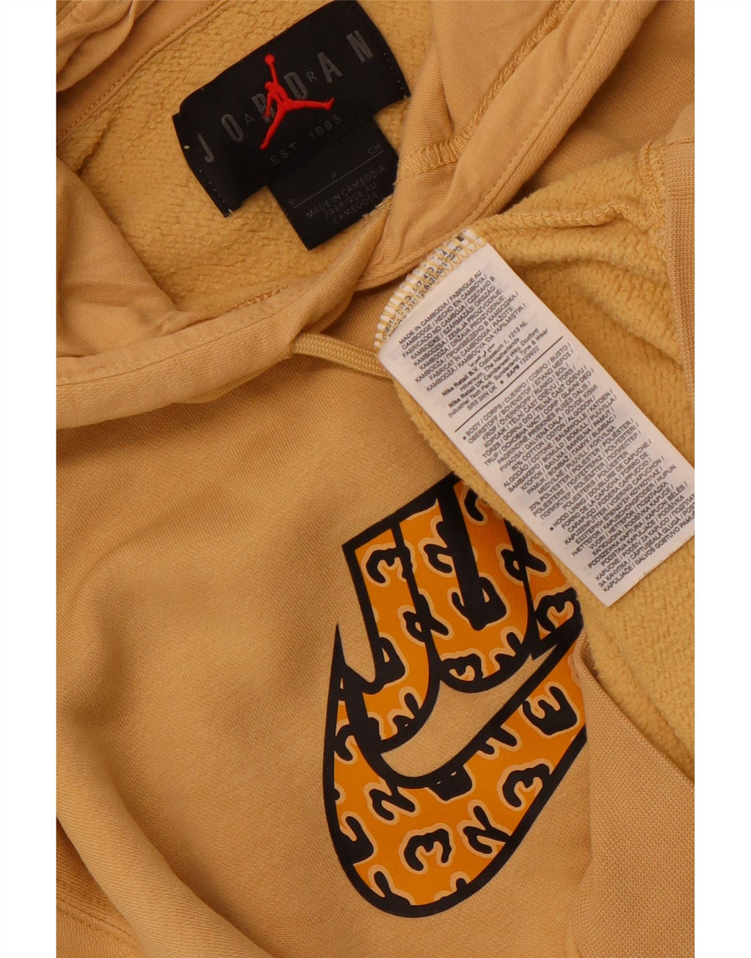 JORDAN Pull à capuche graphique pour homme Petit coton jaune