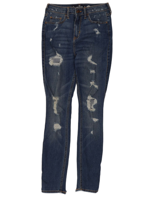Hollister Jean skinny effet vieilli pour femme US 1 XS W25 L28 Bleu Coton