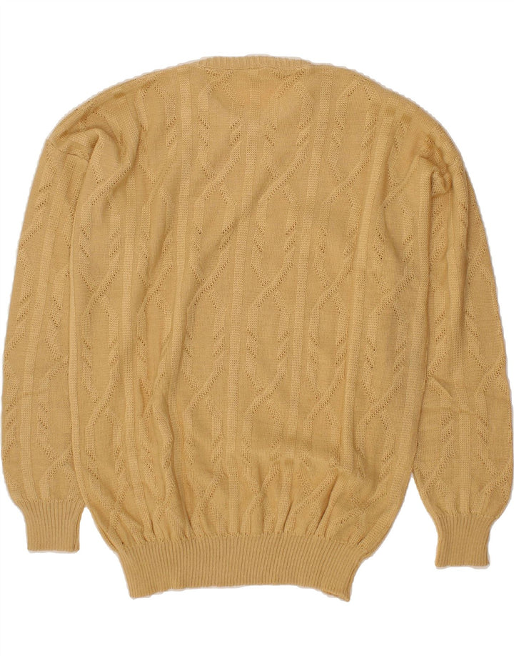 VINTAGE Mens Crew Neck Jumper Sweater Large Beige Vintage Vintage and Second-Hand Vintage from Messina Hembry 