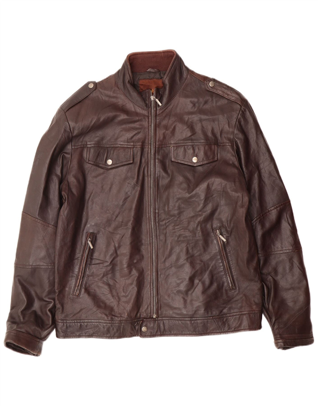 Conbipel Veste en Cuir Militaire Homme IT 54 XL Cuir d'Agneau Marron