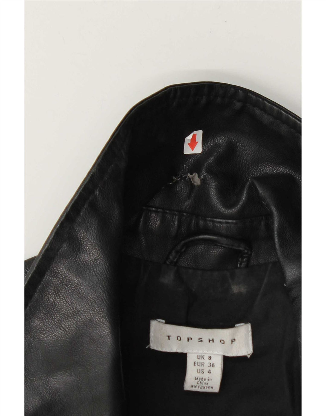 Topshop Veste de motard pour femme UK 8 Small Noir Polyester