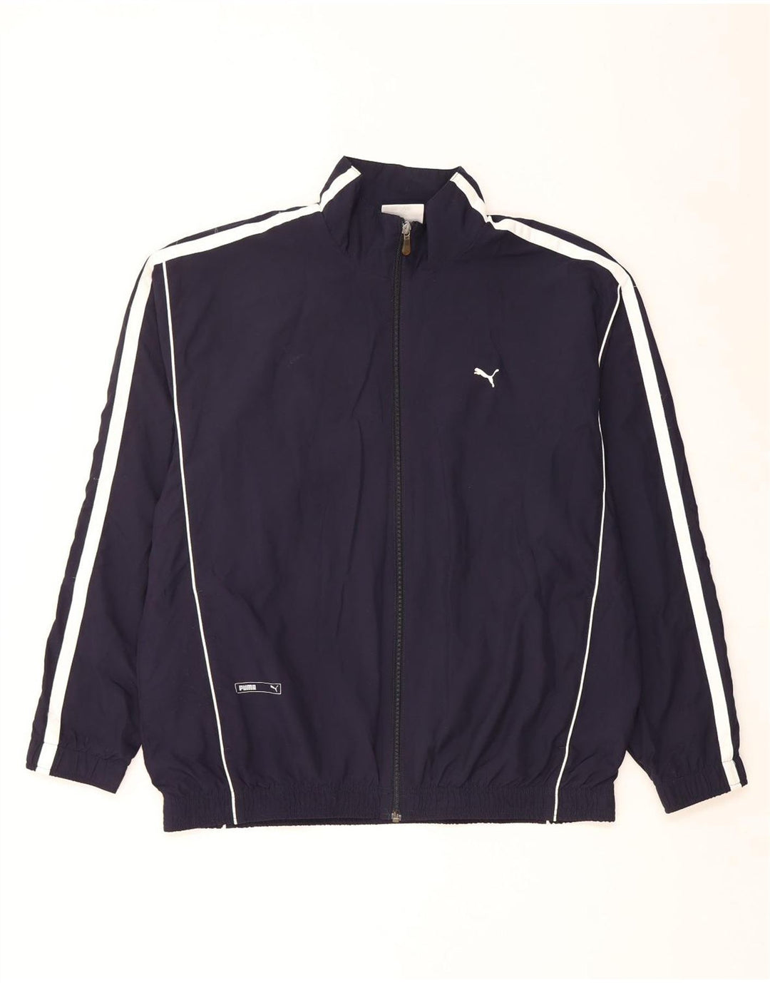 Puma Veste de survêtement pour homme Large Bleu Marine Colorblock Polyester