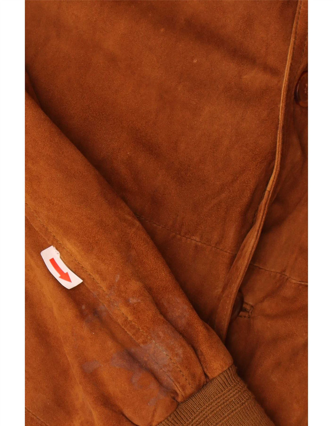 vintage Mens Suede Bomber Jacket IT 60 5XL Cuir Marron