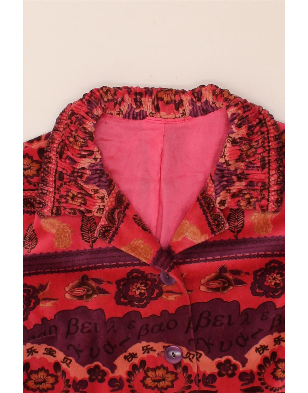 VINTAGE Womens 4 Button Blazer Jacket UK 12 Medium Red Floral Vintage Vintage and Second-Hand Vintage from Messina Hembry 