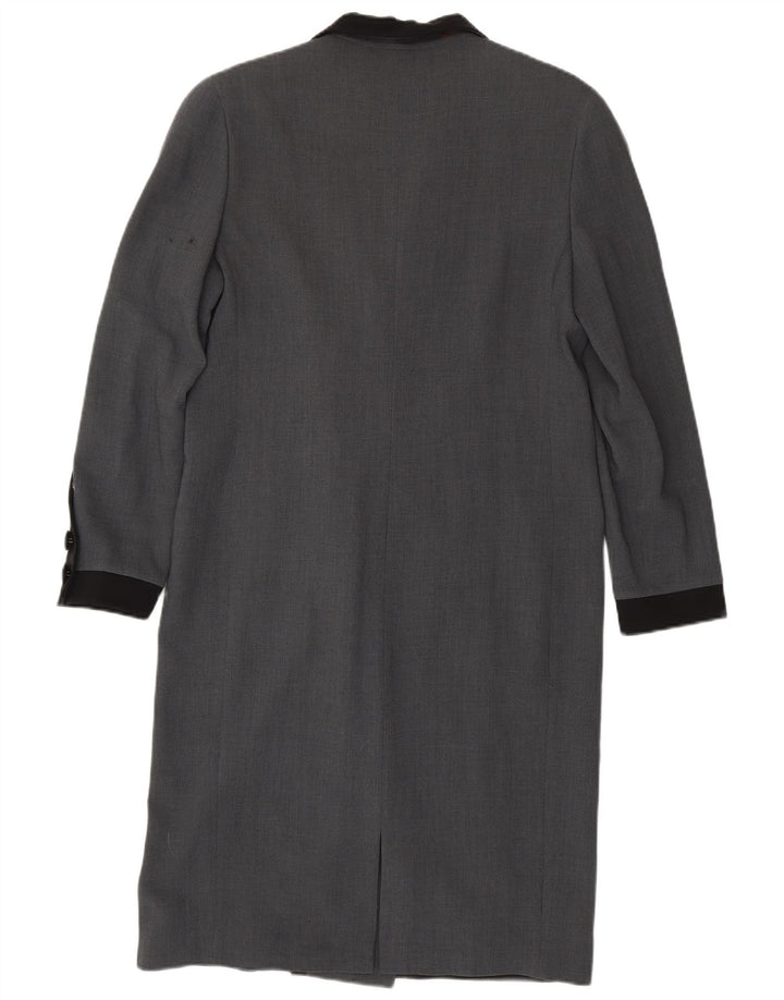 vintage Femme Double Breasted Coat IT 46 Grande Laine Grise