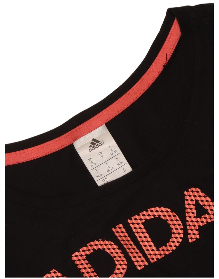 Adidas Haut graphique à manches longues pour femme UK 8/10 Petit Noir