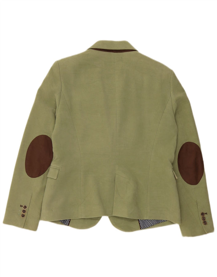 Zara Veste Blazer 1 Bouton Femme UK 18 XL Coton Vert
