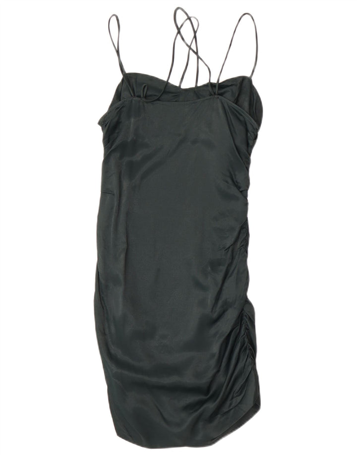 Zara Robe Slip Femme UK 12 Viscose Vert Moyen