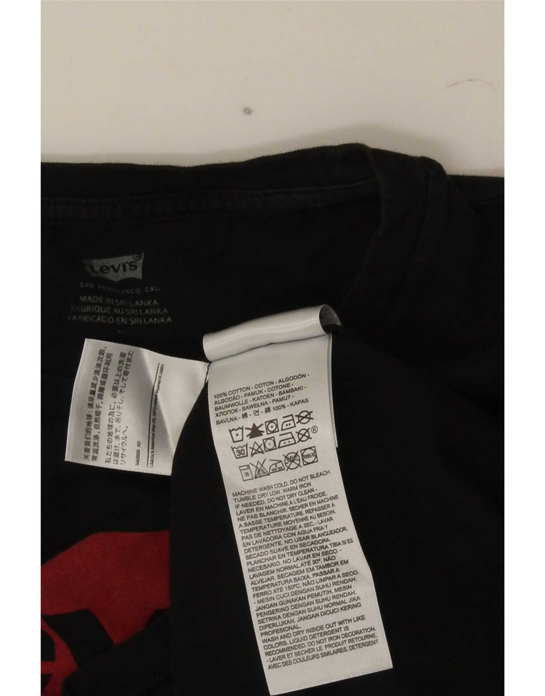 Levi's T-Shirt Graphique Femme UK 12 Noir Moyen Coton
