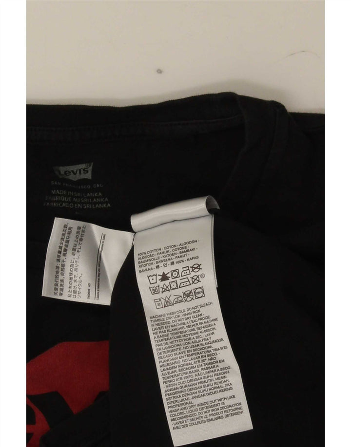 Levi's T-Shirt Graphique Femme UK 12 Noir Moyen Coton