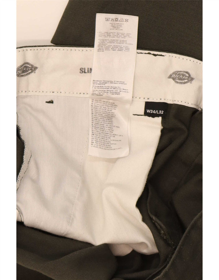 Dickies Pantalon Chino Slim Droit Homme W34 L32 Vert Polyester