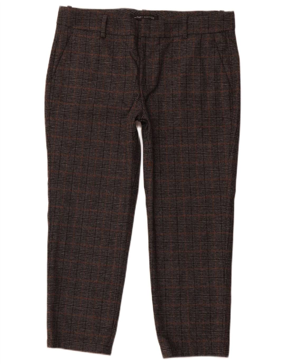 Pantalon court slim pour femme ZARA EU 40 Medium W30 L23 pied-de-poule gris