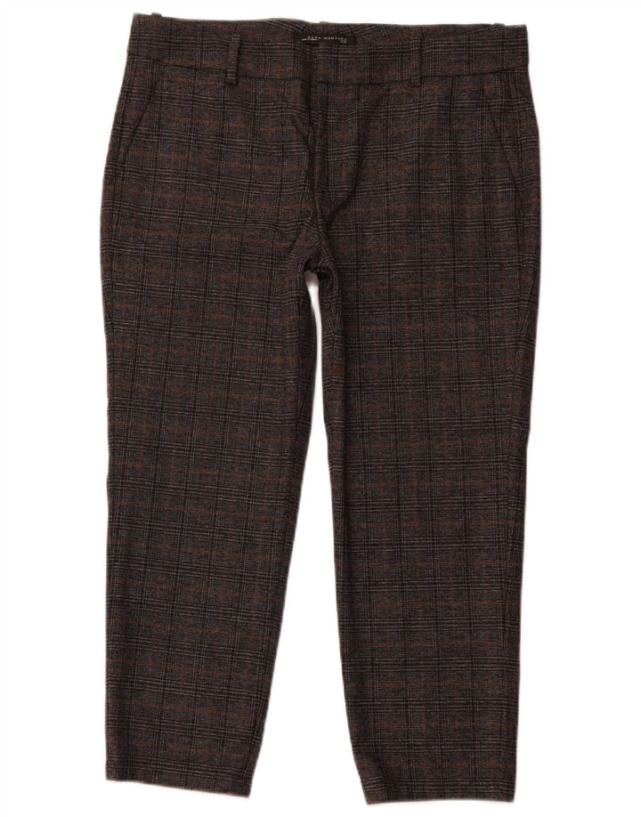 Pantalon court slim pour femme ZARA EU 40 Medium W30 L23 pied-de-poule gris
