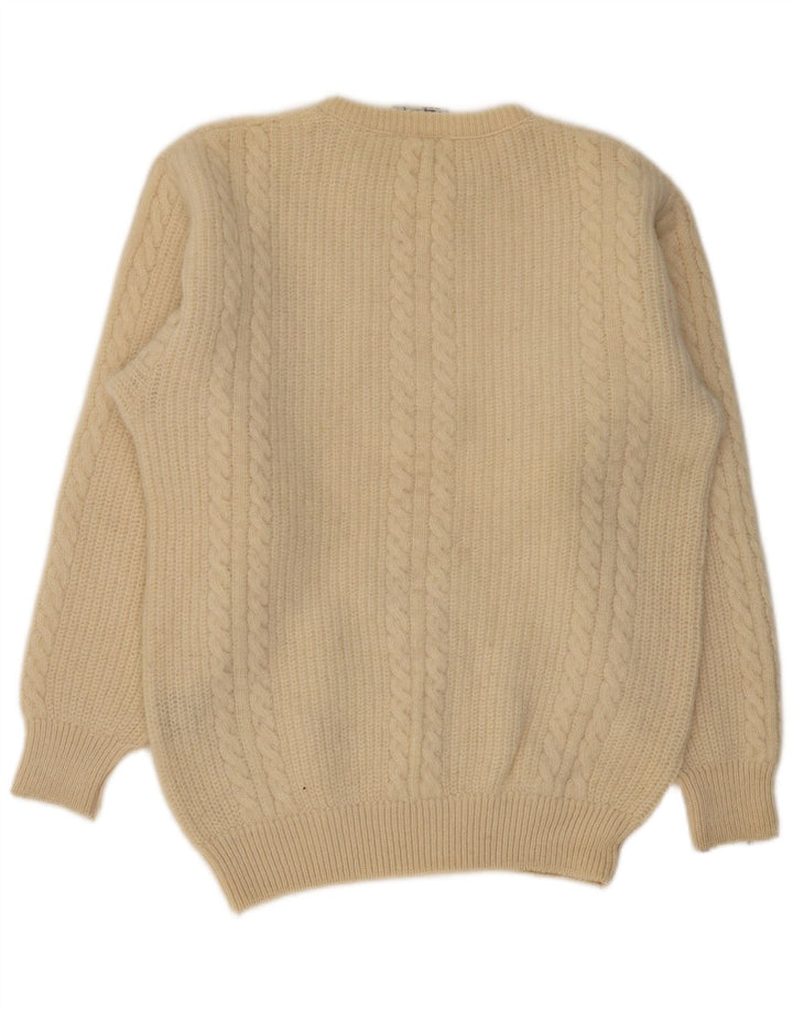 VINTAGE Pull col rond homme grande laine vierge beige