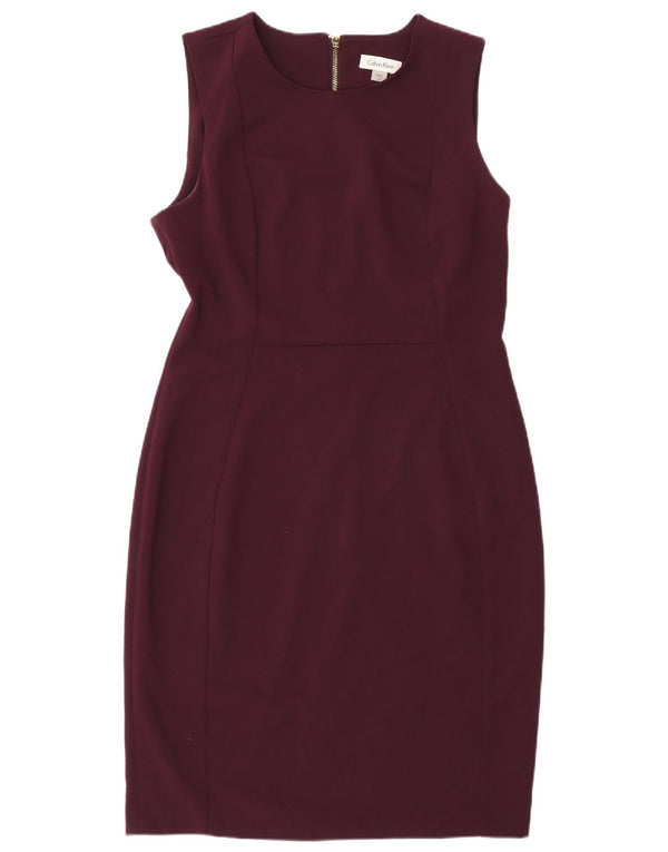 Calvin Klein Robe fourreau sans manches pour femme US 12 Large Bordeaux Polyester