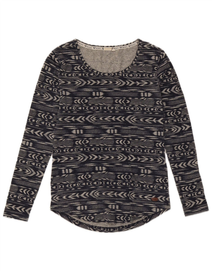 Roxy Femme Top Manches Longues UK 6 XS Bleu Marine Géométrique Polyester