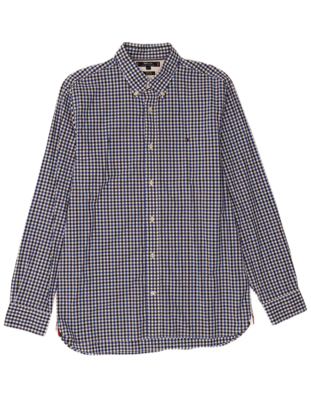 TOMMY HILFIGER Mens Regular Fit Shirt Large Blue Gingham Cotton