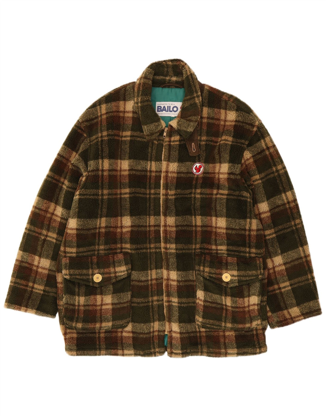 Bailo Veste polaire pour homme UK 42 XL Vert à carreaux Polyester