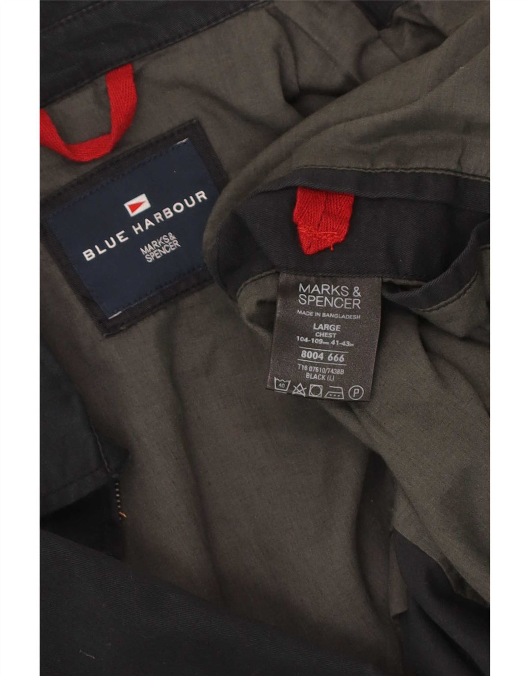 Marks & Spencer Veste Bomber Blue Harbour pour Homme UK 40 Large Coton Noir