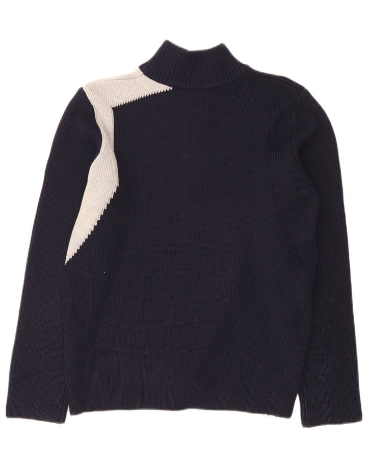 Murphy & Nye Pull à col zippé pour homme Petit en laine color block bleu marine