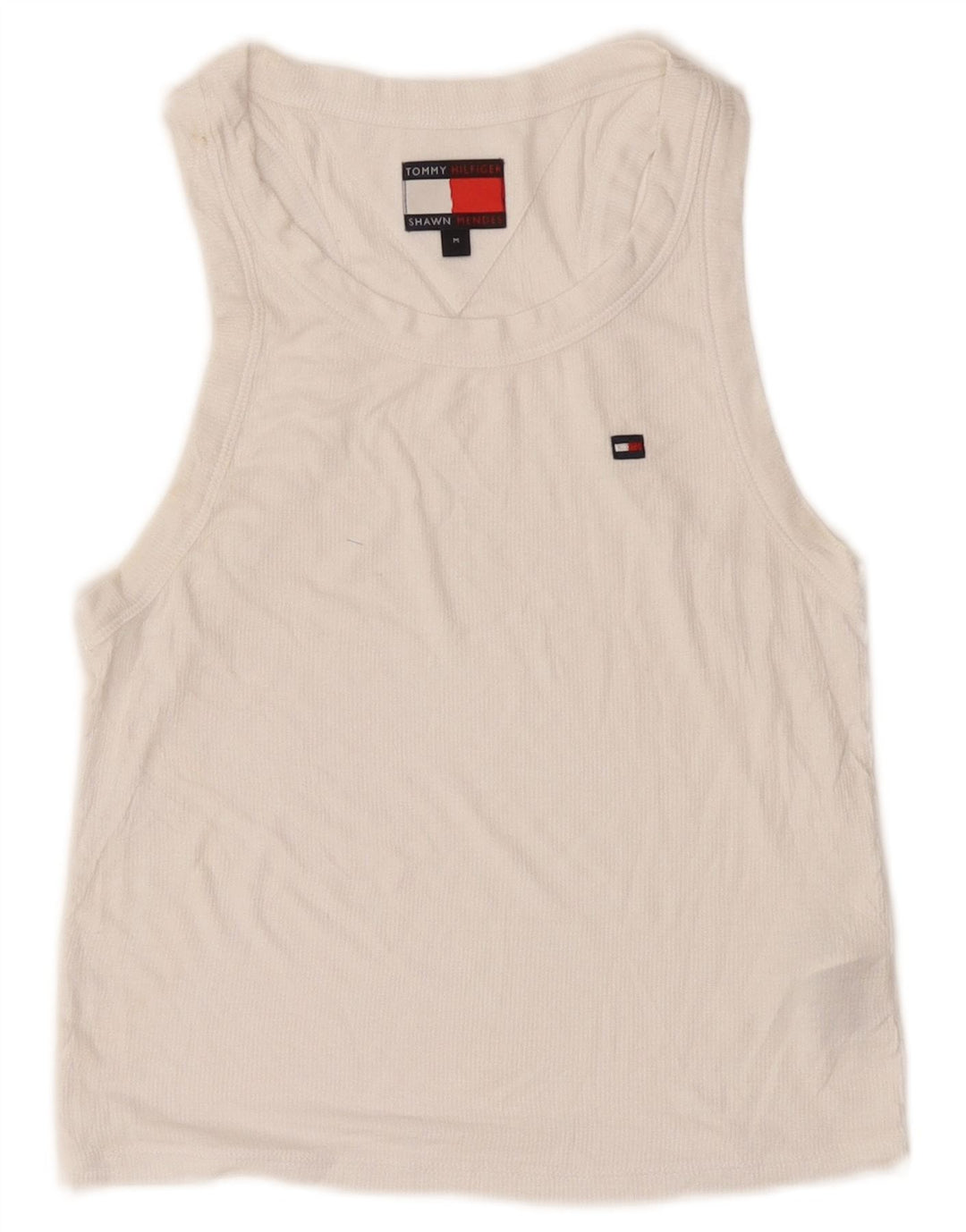 Tommy Hilfiger Débardeur court pour femme UK 12 Medium Blanc Modal