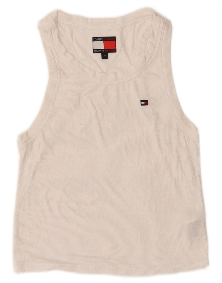 Tommy Hilfiger Débardeur court pour femme UK 12 Medium Blanc Modal