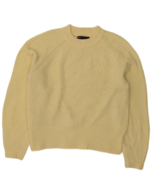 Marks & Spencer Pull à col rond pour femme UK 14 Acrylique jaune moyen