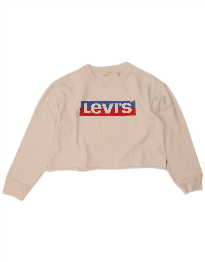 Levi's Sweat-shirt court surdimensionné pour femme UK 10 Petit Blanc