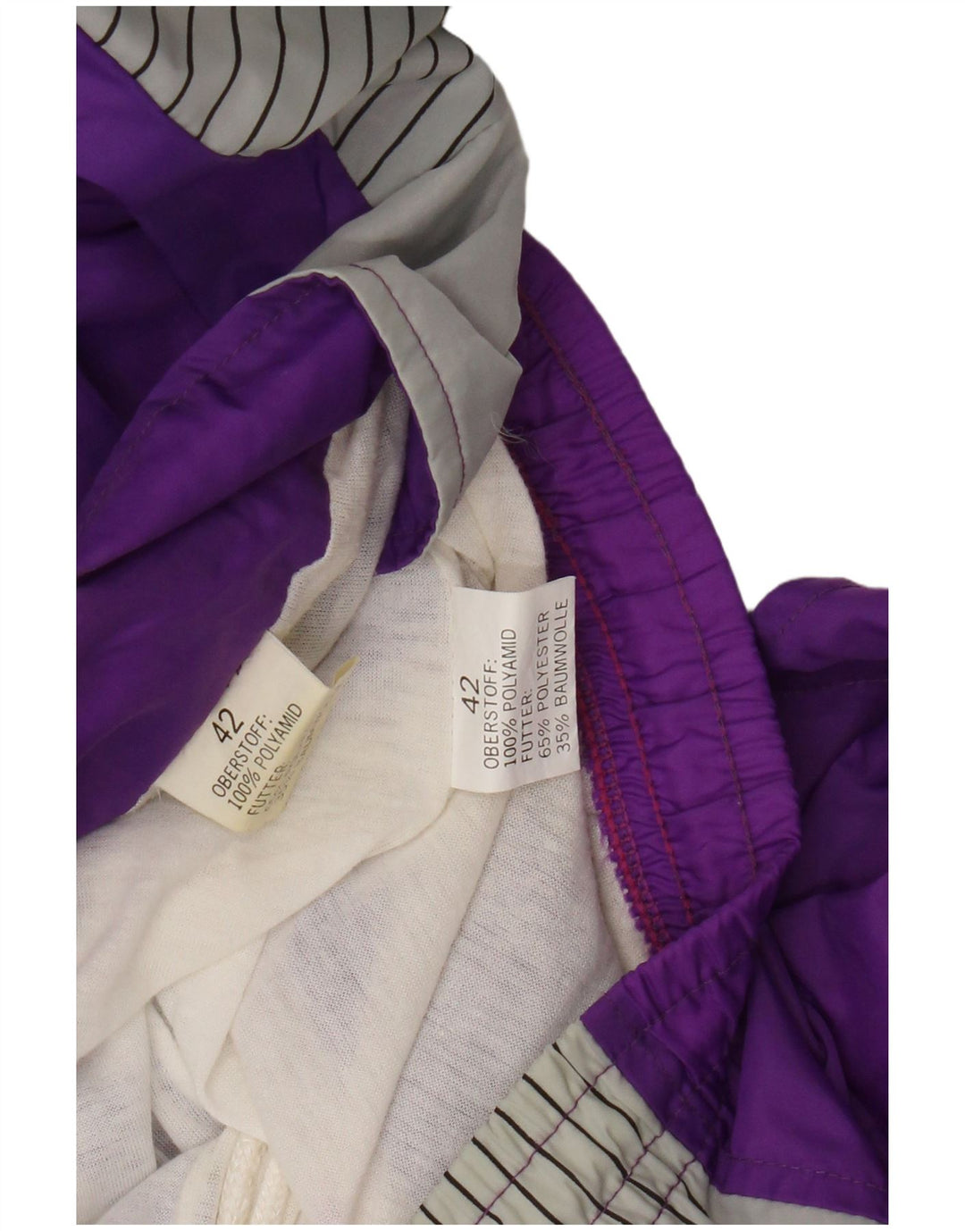 vintage Femmes Plein Survêtement EU 42 Grand Violet Rayé Polyamide